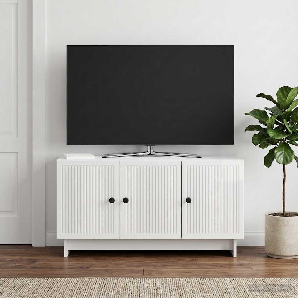 TV szekrény Magasfényű Fehér 99 x 34,5 x 50 cm Szerelt Fa
