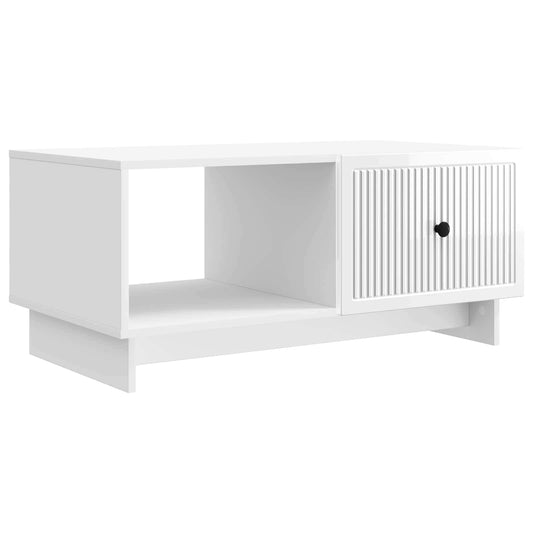 Dohányzóasztal Magasfényű Fehér 90 x 50 x 40 cm Szerelt Fa