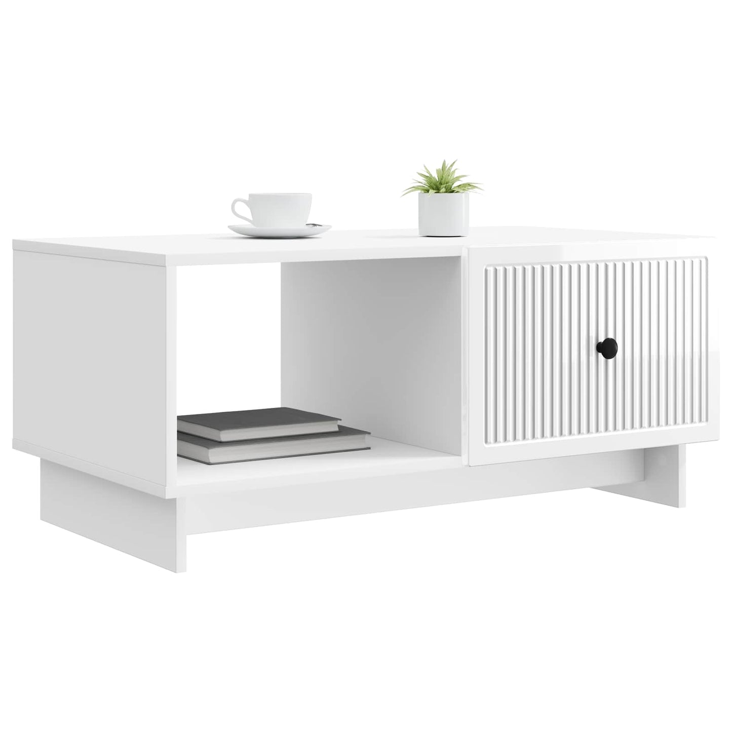 Dohányzóasztal Magasfényű Fehér 90 x 50 x 40 cm Szerelt Fa