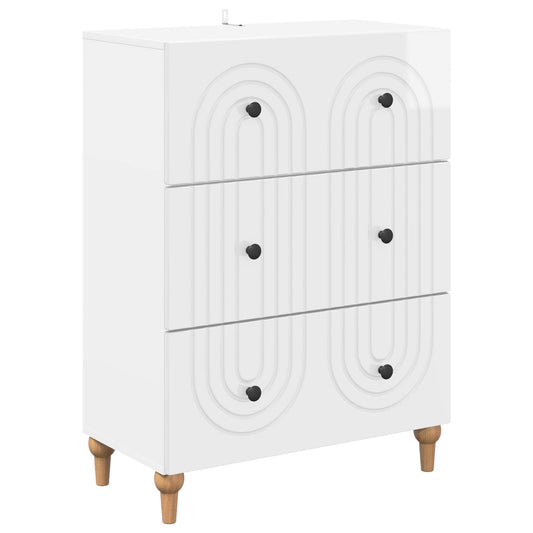 Fiókos szekrény Magasfényű Fehér 66 x 34,5 x 90 cm Szerelt Fa
