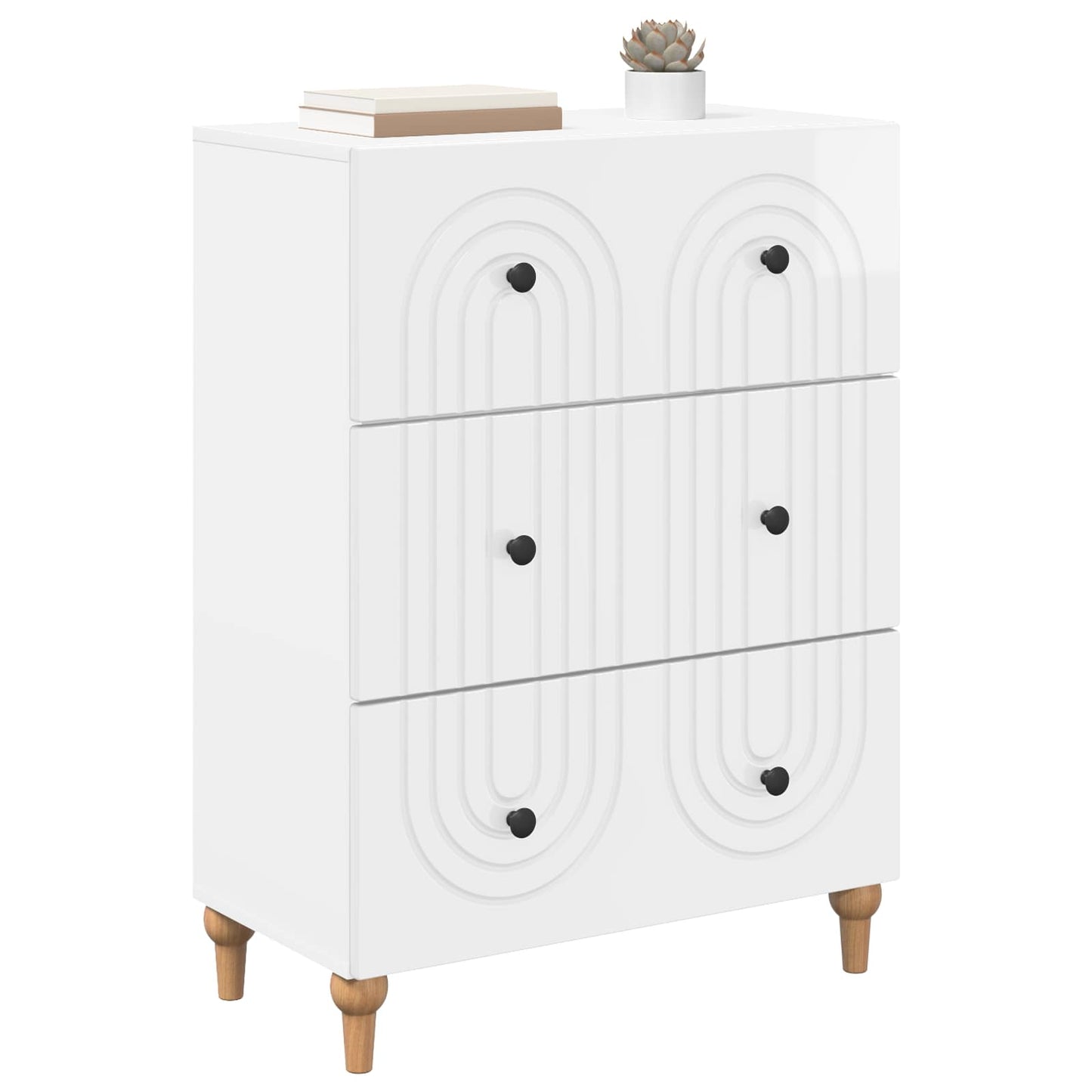 Fiókos szekrény Magasfényű Fehér 66 x 34,5 x 90 cm Szerelt Fa
