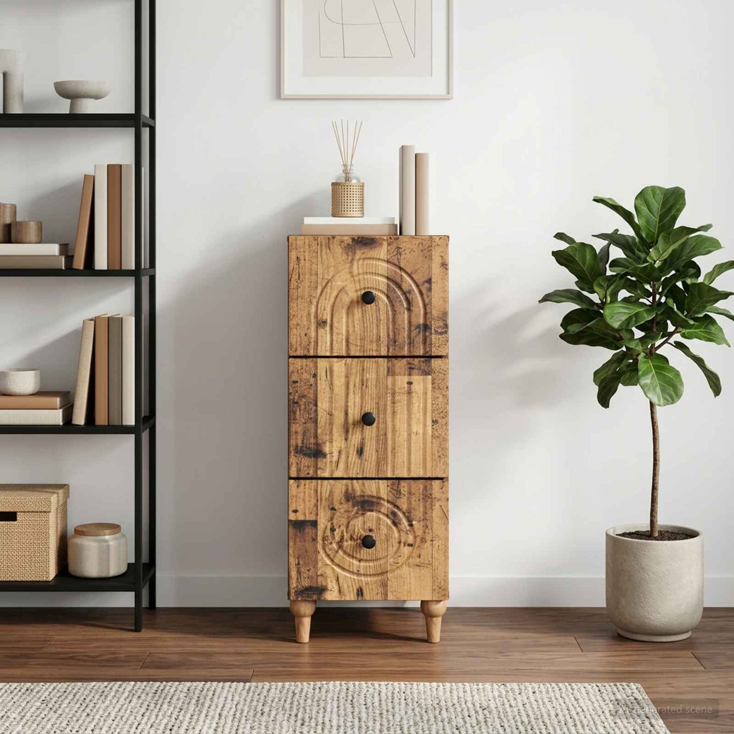 Fiókos szekrény Antik Fa 33 x 34,5 x 90 cm Szerelt Fa