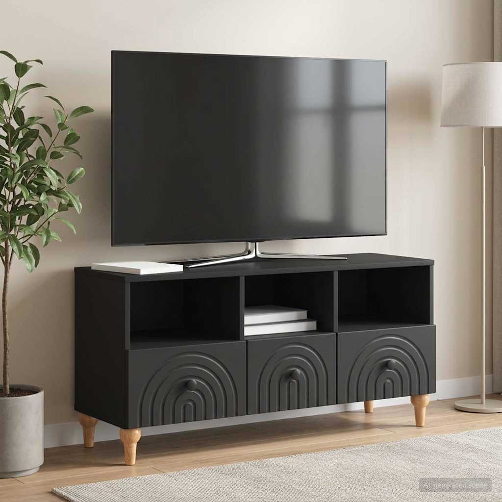 TV szekrény Fekete 102 x 34,5 x 50 cm Mérnöki fa