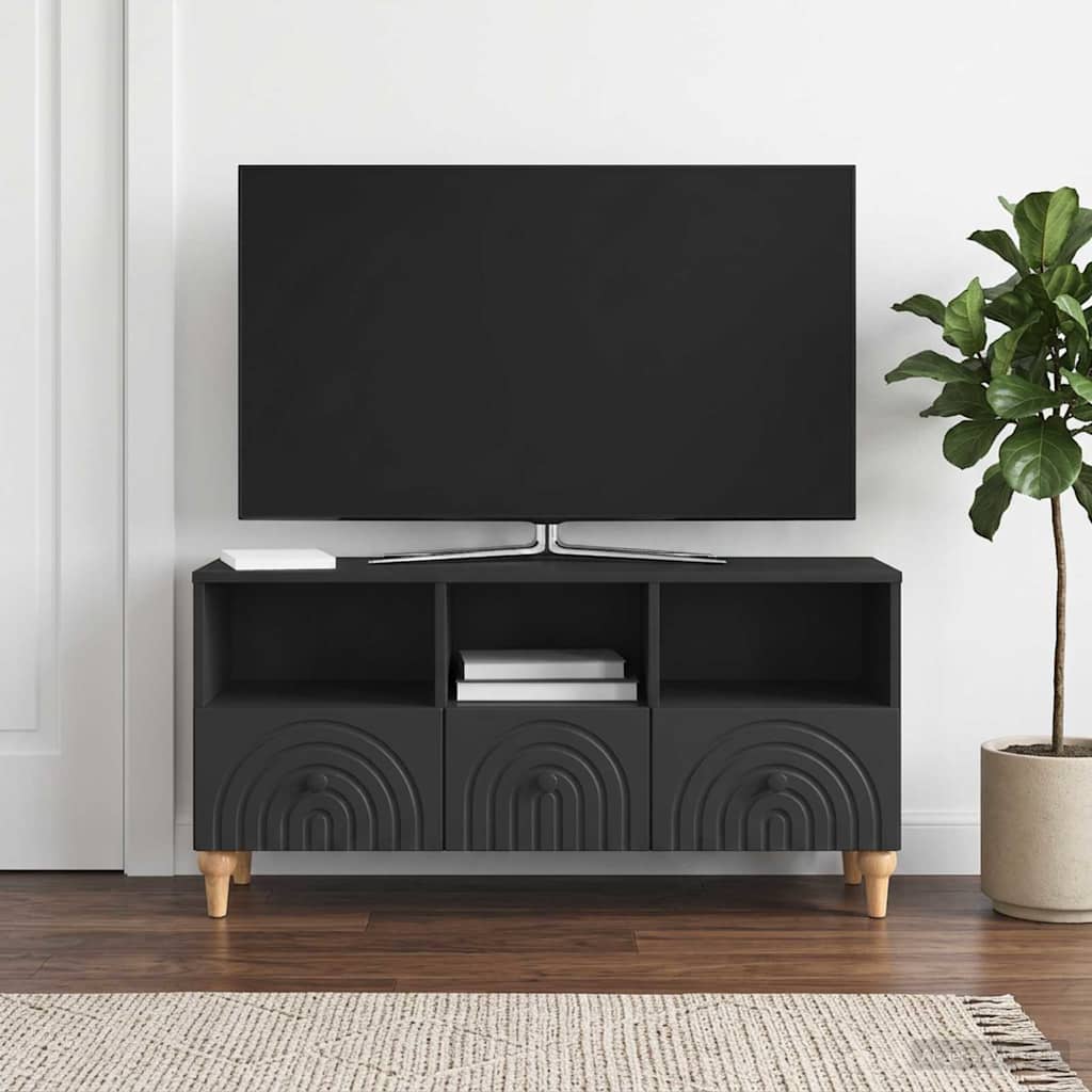 TV szekrény Fekete 102 x 34,5 x 50 cm Mérnöki fa