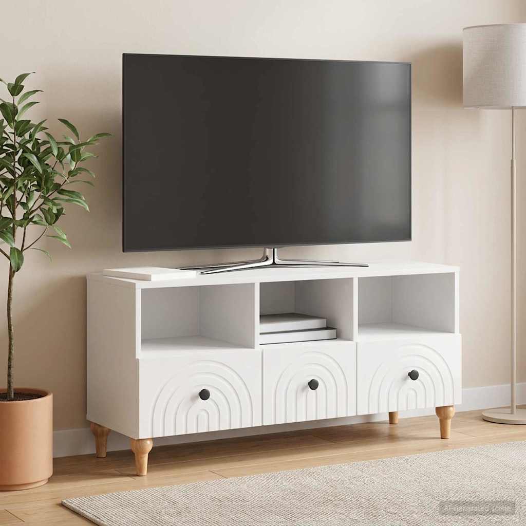 TV szekrény Magasfényű Fehér 102 x 34,5 x 50 cm Mérnöki fa
