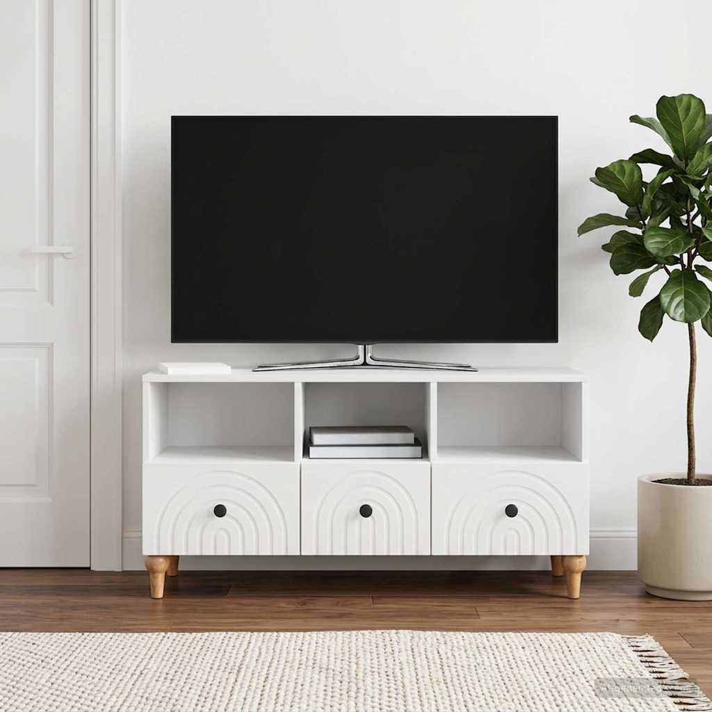 TV szekrény Magasfényű Fehér 102 x 34,5 x 50 cm Mérnöki fa