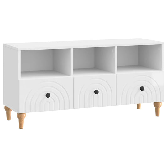 TV szekrény Magasfényű Fehér 102 x 34,5 x 50 cm Mérnöki fa