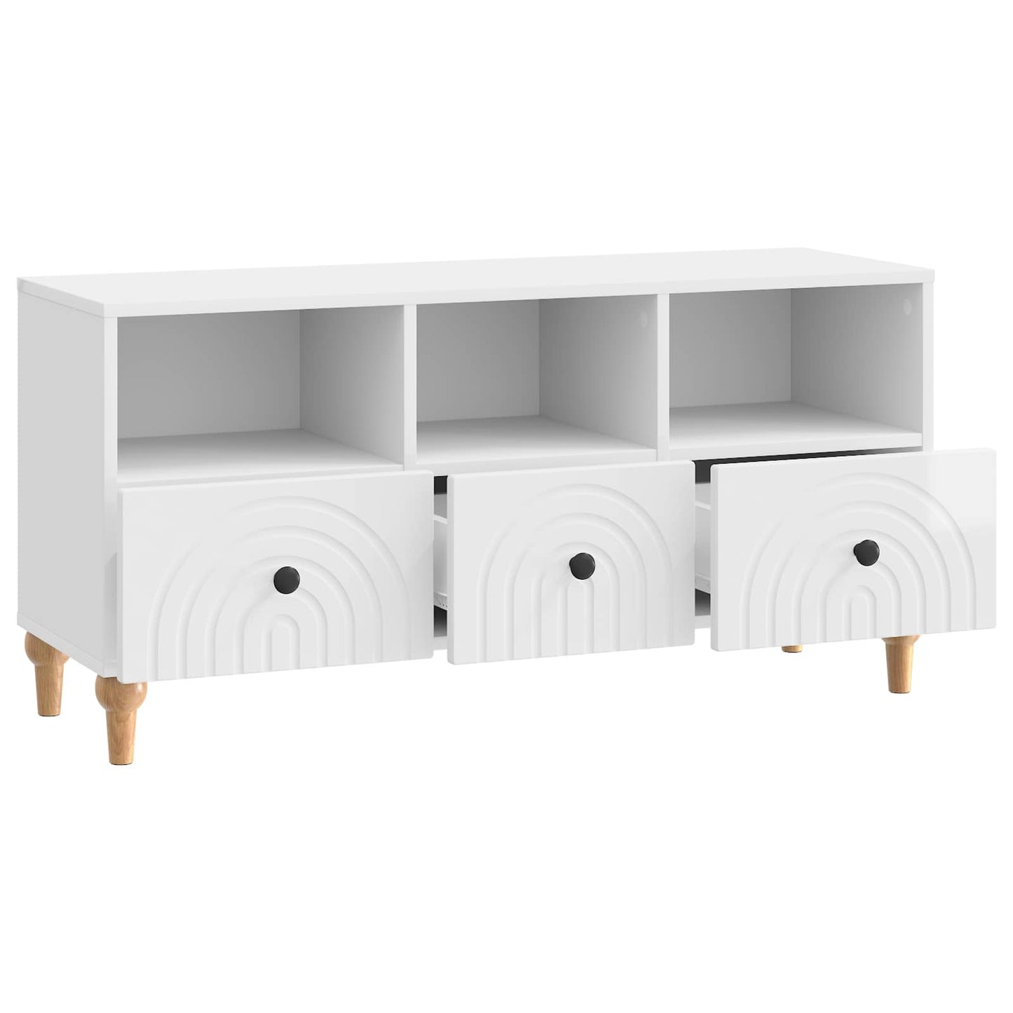 TV szekrény Magasfényű Fehér 102 x 34,5 x 50 cm Mérnöki fa