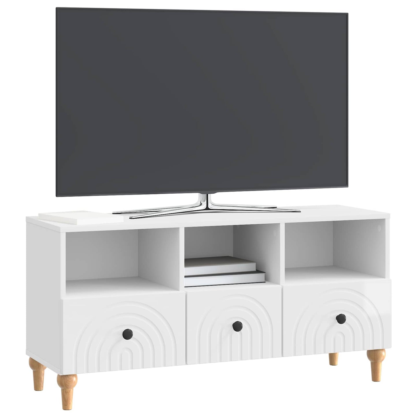 TV szekrény Magasfényű Fehér 102 x 34,5 x 50 cm Mérnöki fa