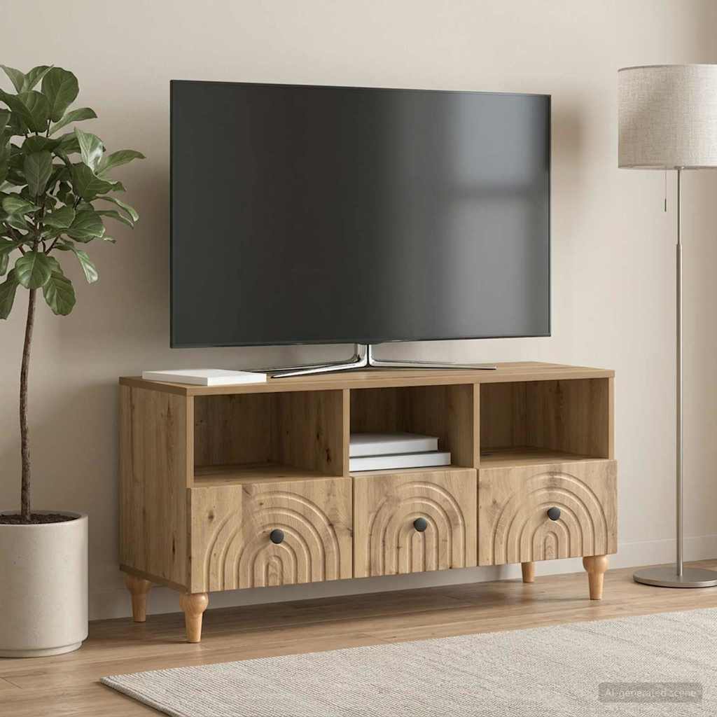 TV szekrény 102 x 34,5 x 50 cm Kézműves Tölgy Mérnöki fa