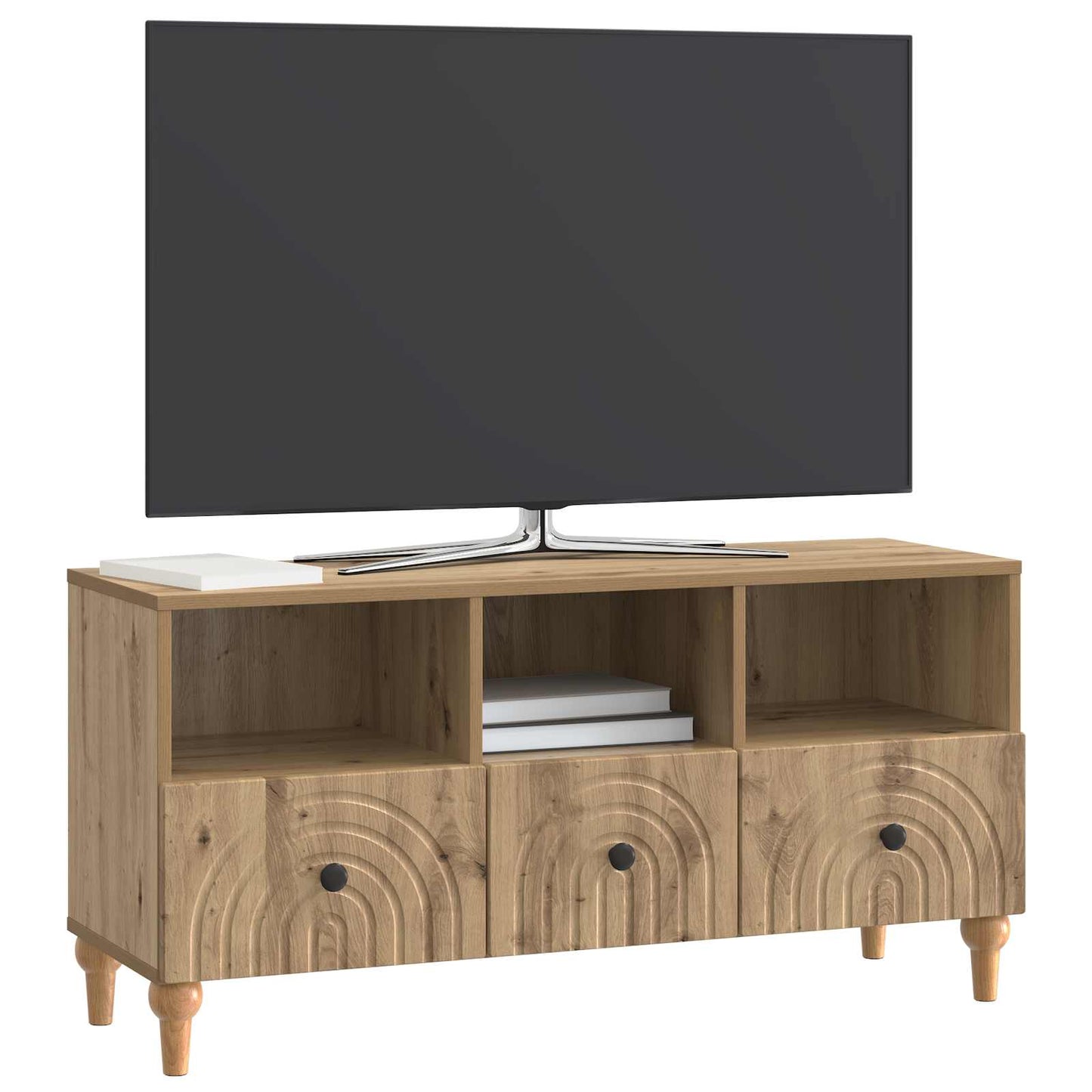 TV szekrény 102 x 34,5 x 50 cm Kézműves Tölgy Mérnöki fa