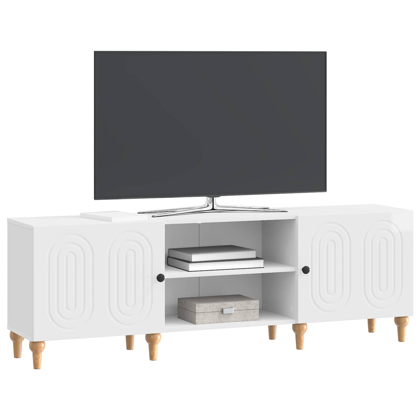 TV szekrény Magasfényű Fehér 150 x 31 x 50 cm Szerelt Fa
