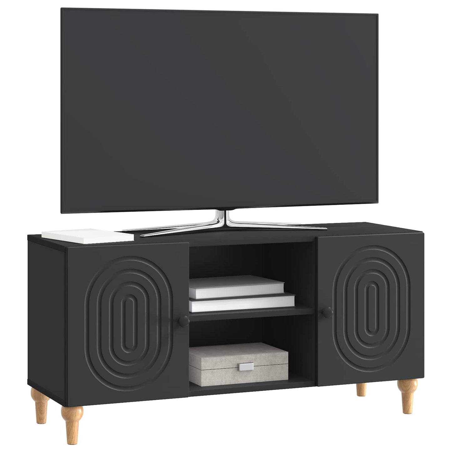 TV szekrény Fekete 102 x 34,5 x 50 cm Szerelt Fa