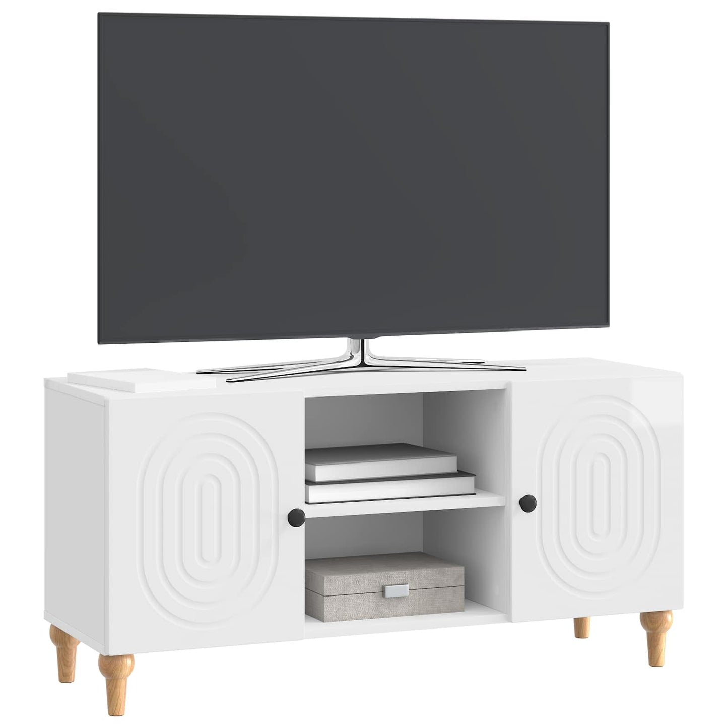 TV szekrény Magasfényű Fehér 102 x 34,5 x 50 cm Szerelt Fa