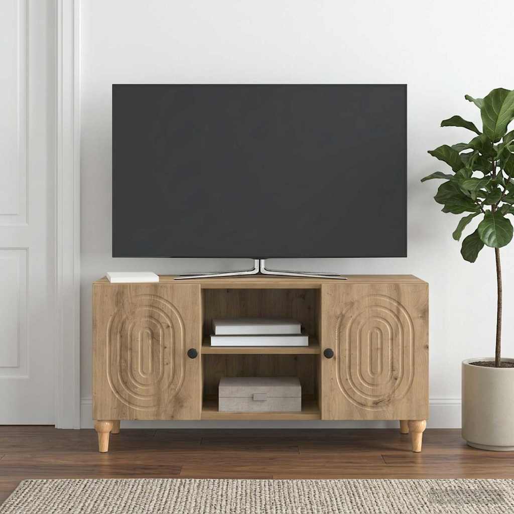 TV szekrény 102 x 34,5 x 50 cm Kézműves Tölgy Szerelt Fa