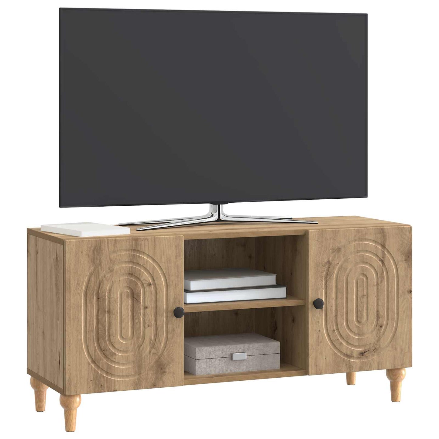 TV szekrény 102 x 34,5 x 50 cm Kézműves Tölgy Szerelt Fa