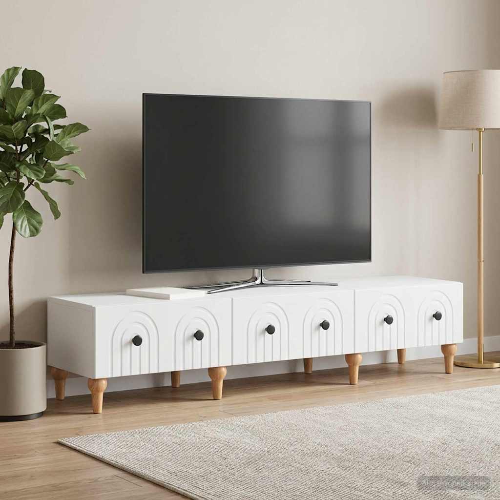 TV szekrény fiókkal Fehér 147 x 34,5 x 30 cm Szerelt Fa