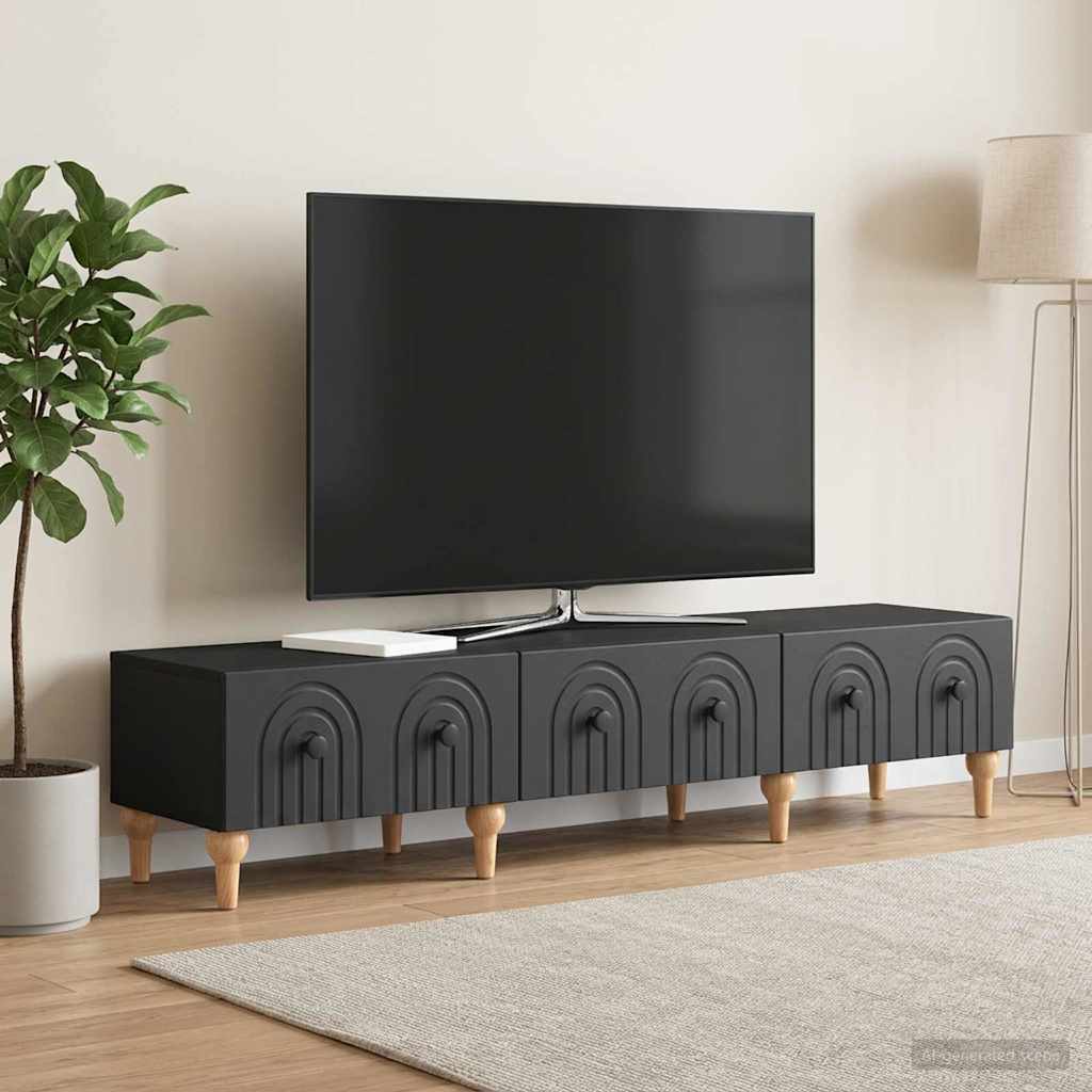 TV szekrény fiókkal Fekete 147 x 34,5 x 30 cm Szerelt Fa