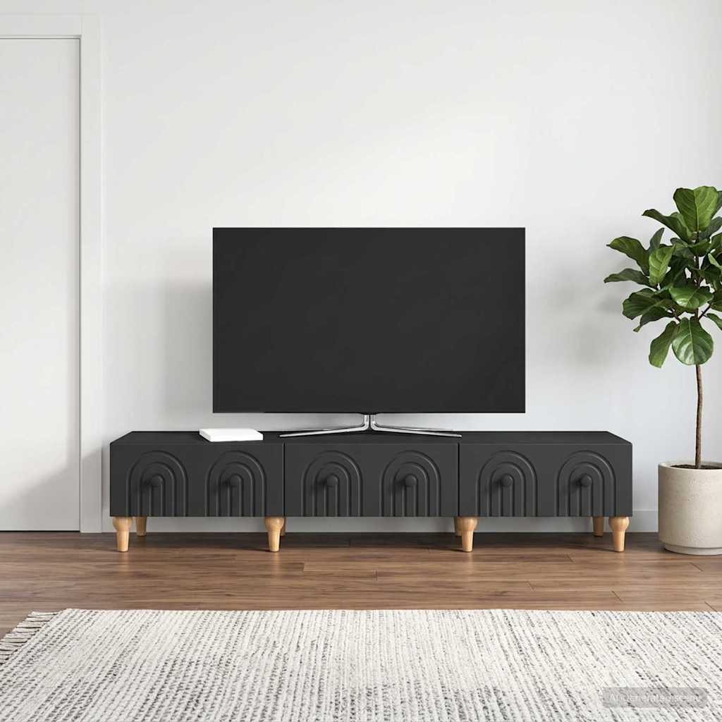 TV szekrény fiókkal Fekete 147 x 34,5 x 30 cm Szerelt Fa