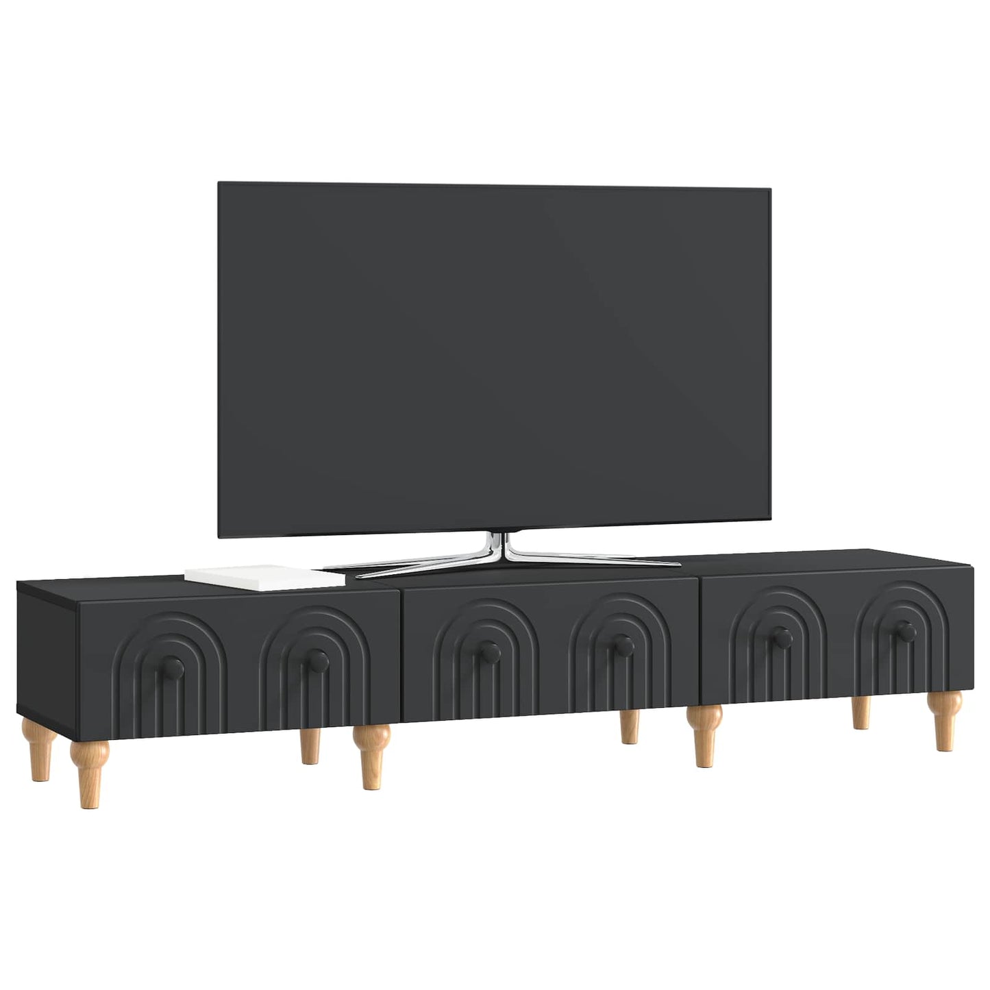 TV szekrény fiókkal Fekete 147 x 34,5 x 30 cm Szerelt Fa