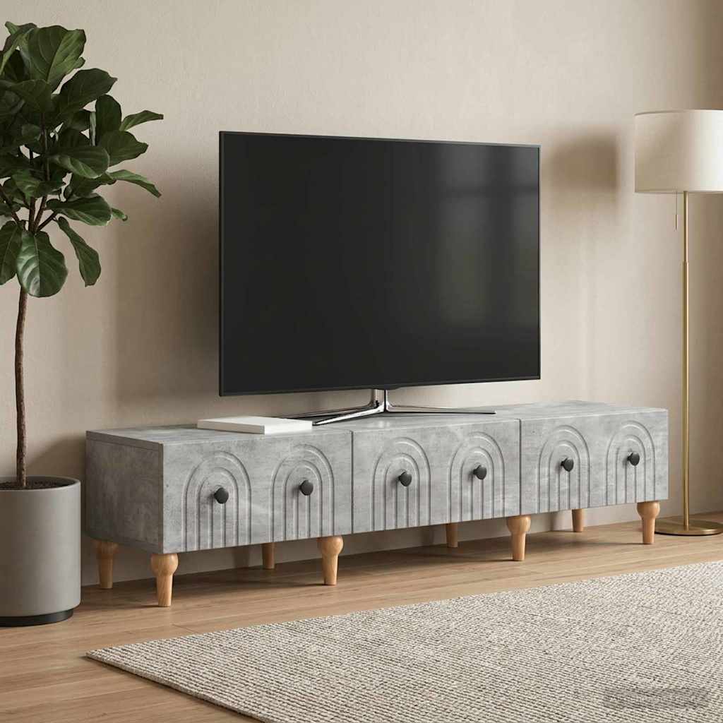 TV szekrény fiókkal Betonszürke 147 x 34,5 x 30 cm Szerelt Fa