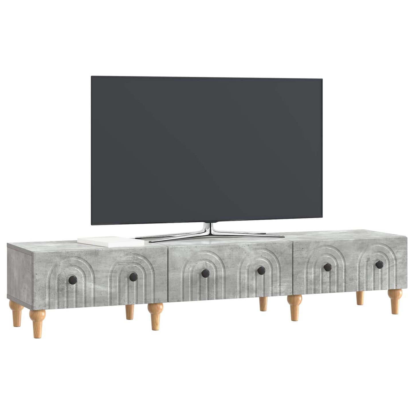 TV szekrény fiókkal Betonszürke 147 x 34,5 x 30 cm Szerelt Fa