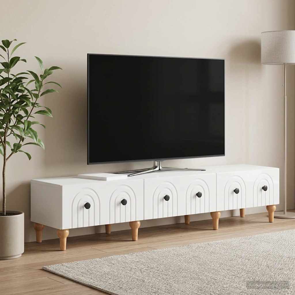 TV szekrény Magasfényű Fehér 147 x 34,5 x 30 cm Szerelt Fa