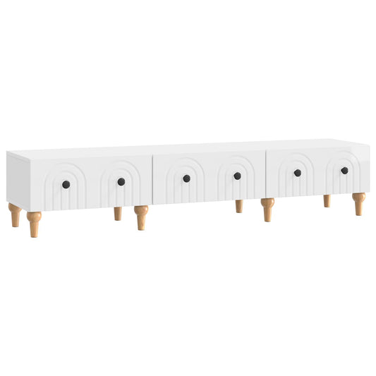 TV szekrény Magasfényű Fehér 147 x 34,5 x 30 cm Szerelt Fa