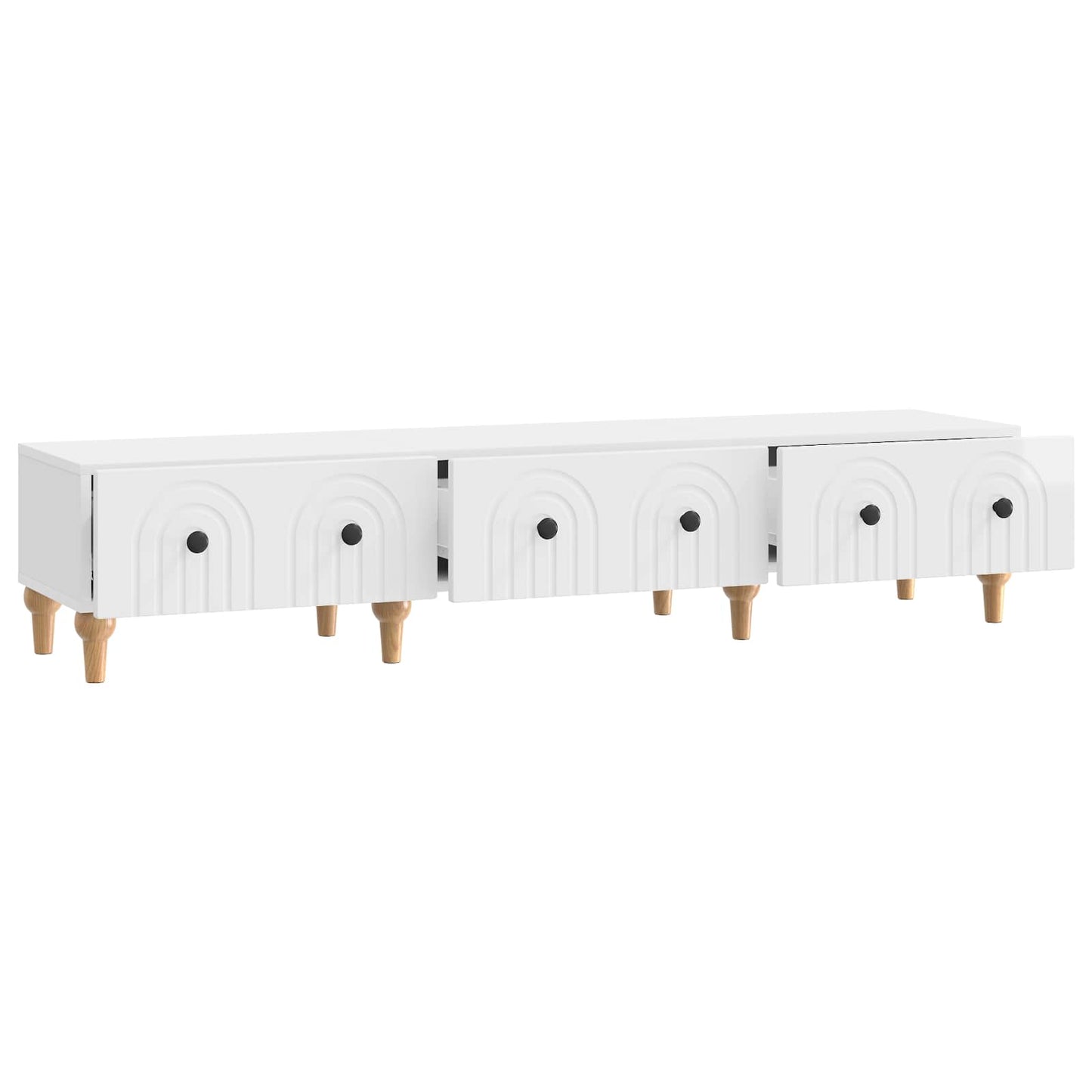 TV szekrény Magasfényű Fehér 147 x 34,5 x 30 cm Szerelt Fa