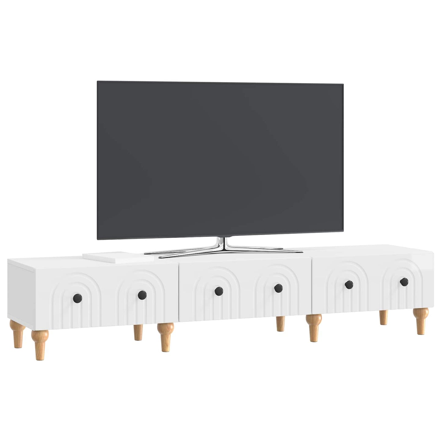 TV szekrény Magasfényű Fehér 147 x 34,5 x 30 cm Szerelt Fa