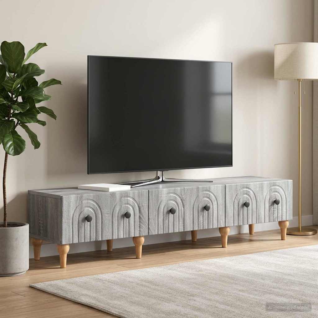 TV szekrény fiókkal Szürke Sonoma 147 x 34,5 x 30 cm Szerelt Fa
