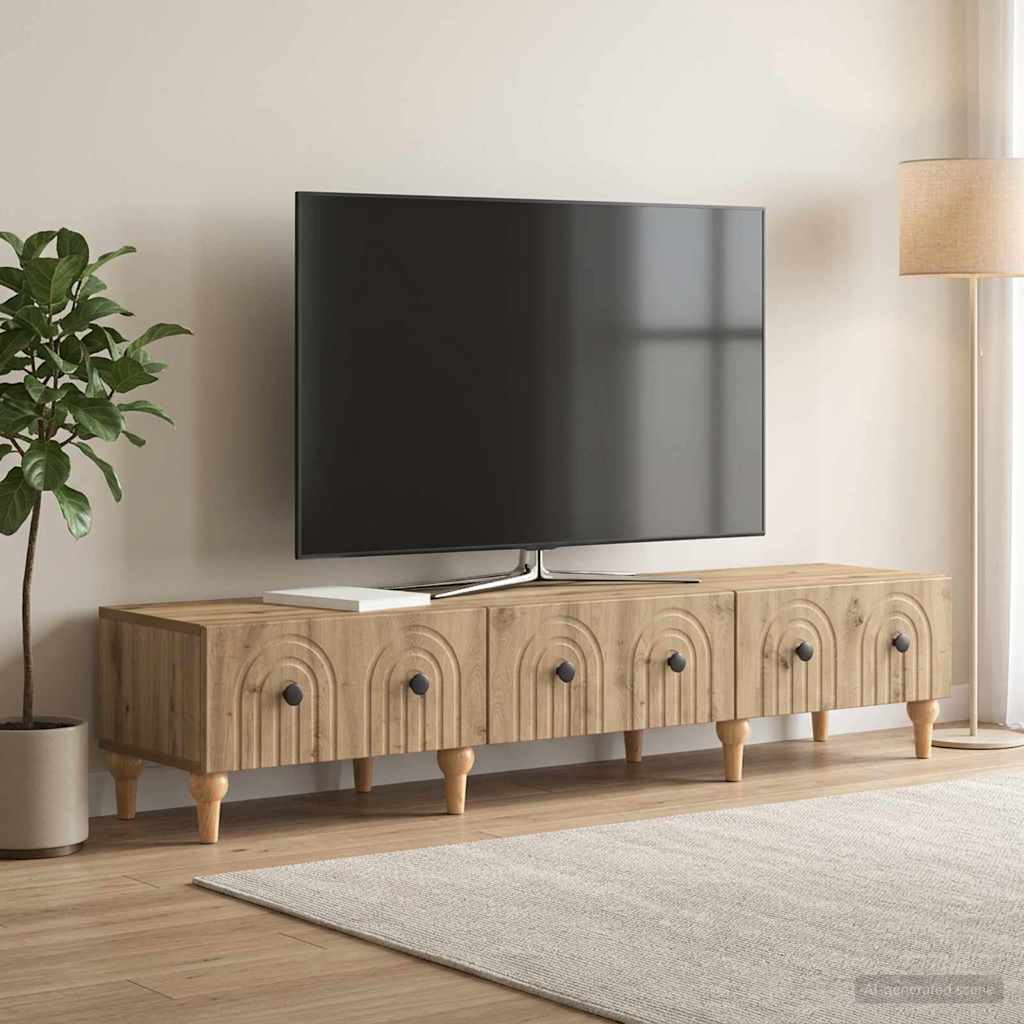 TV szekrény 147 x 34,5 x 30 cm Kézműves Tölgy Szerelt Fa