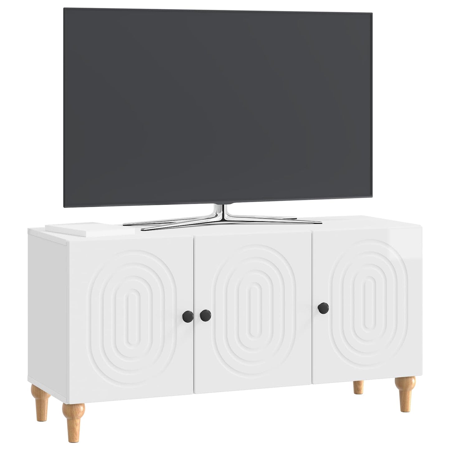 TV szekrény Magasfényű Fehér 99 x 34,5 x 50 cm Szerelt Fa