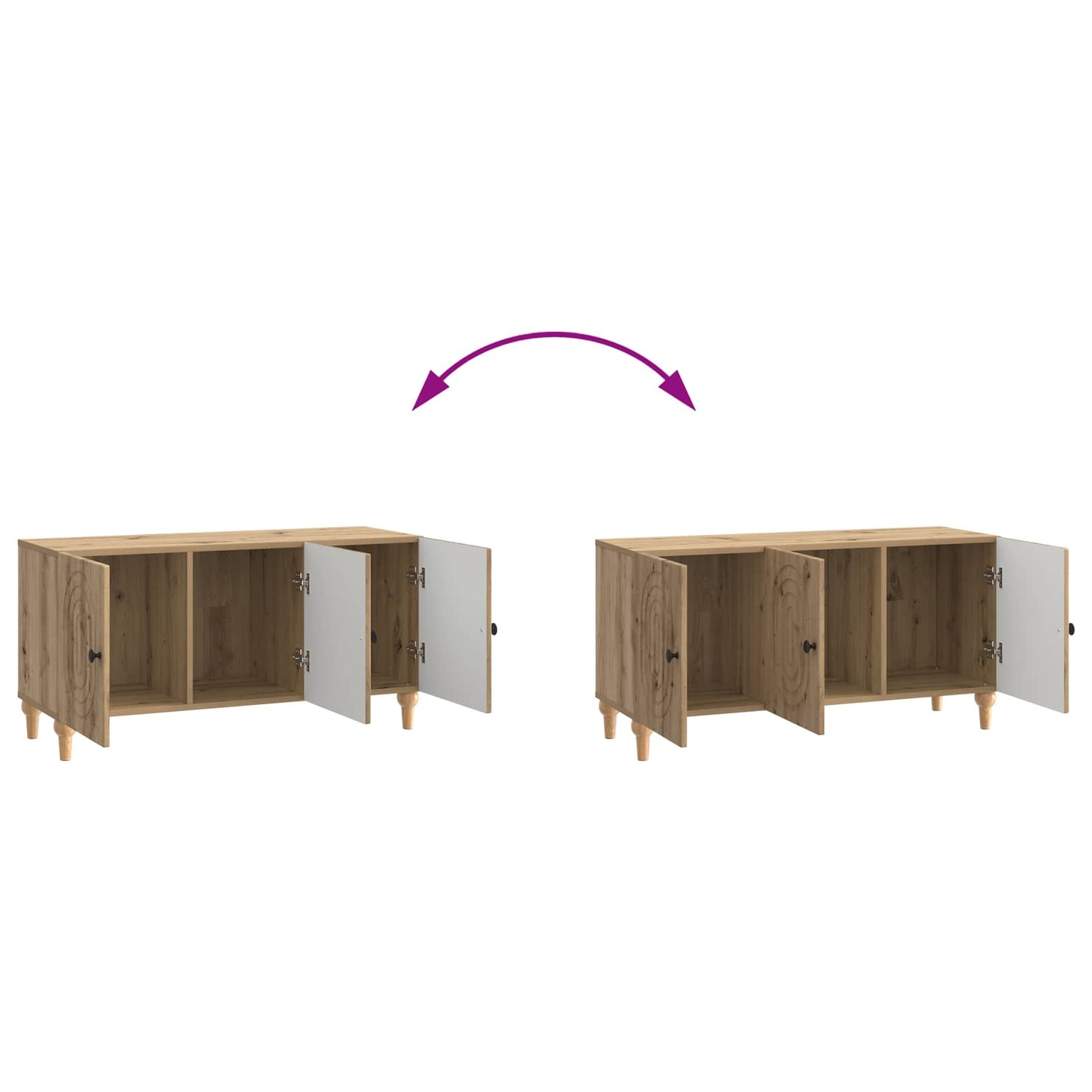 TV szekrény 99 x 34,5 x 50 cm Kézműves Tölgy Szerelt Fa