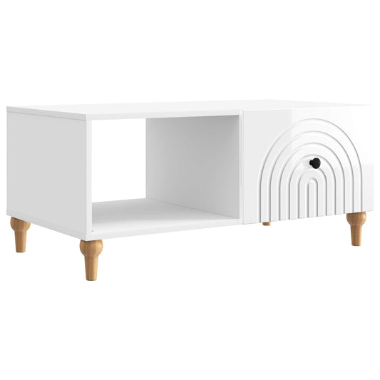 Dohányzóasztal Magasfényű Fehér 90 x 50 x 40 cm Szerelt Fa