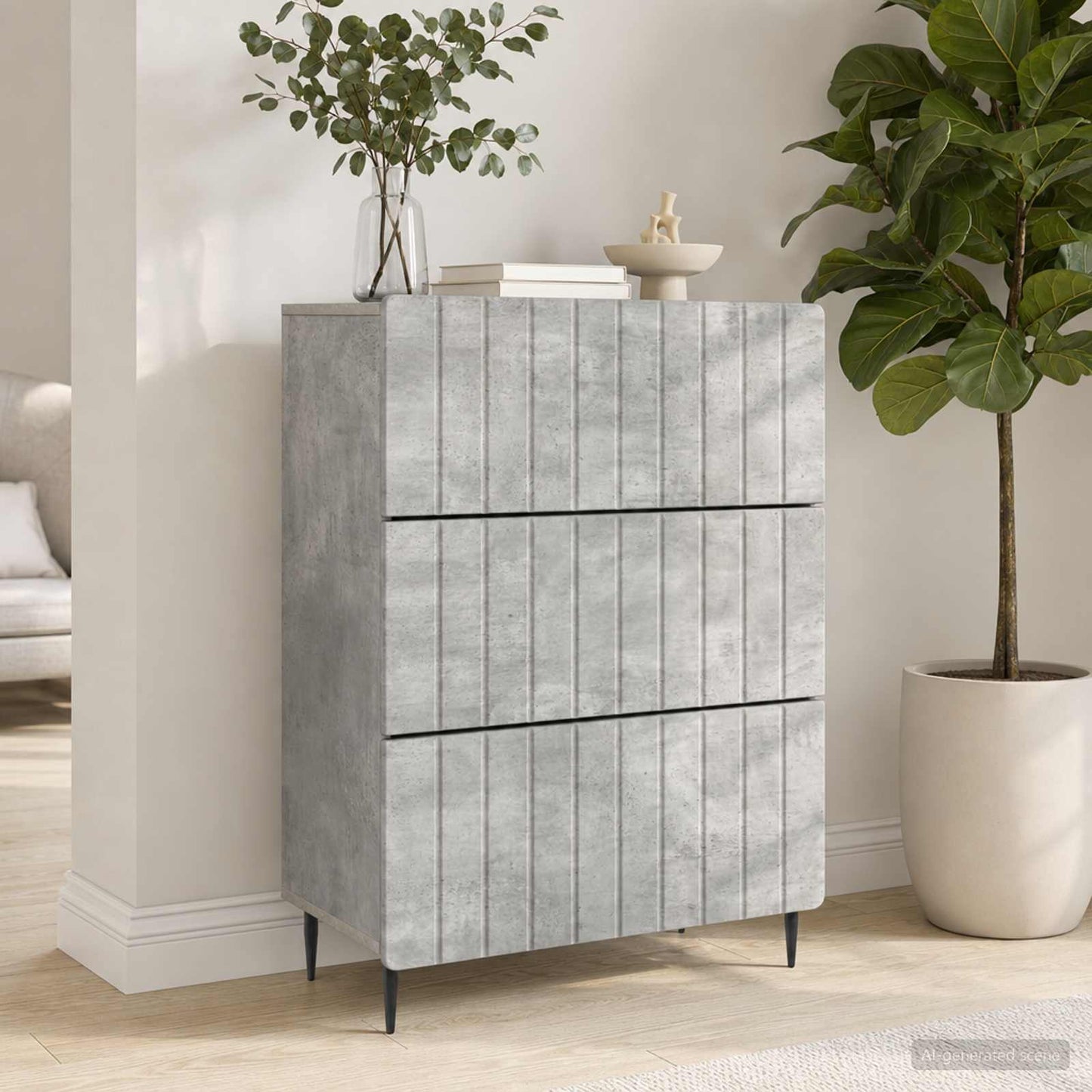 Fiókos szekrény Betonszürke 66 x 34,5 x 92 cm Szerelt Fa