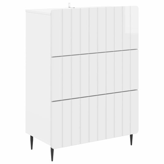 Fiókos szekrény Magasfényű Fehér 66 x 34,5 x 92 cm Szerelt Fa