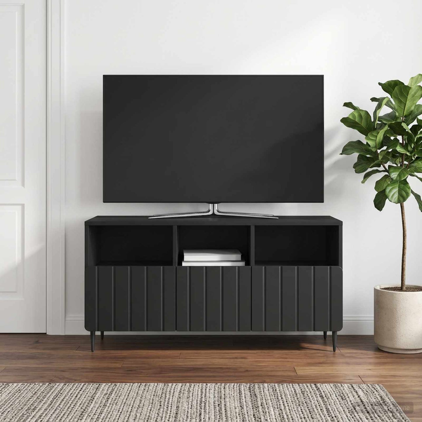 TV szekrény fiókkal Fekete 102 x 34,5 x 50 cm Szerelt Fa