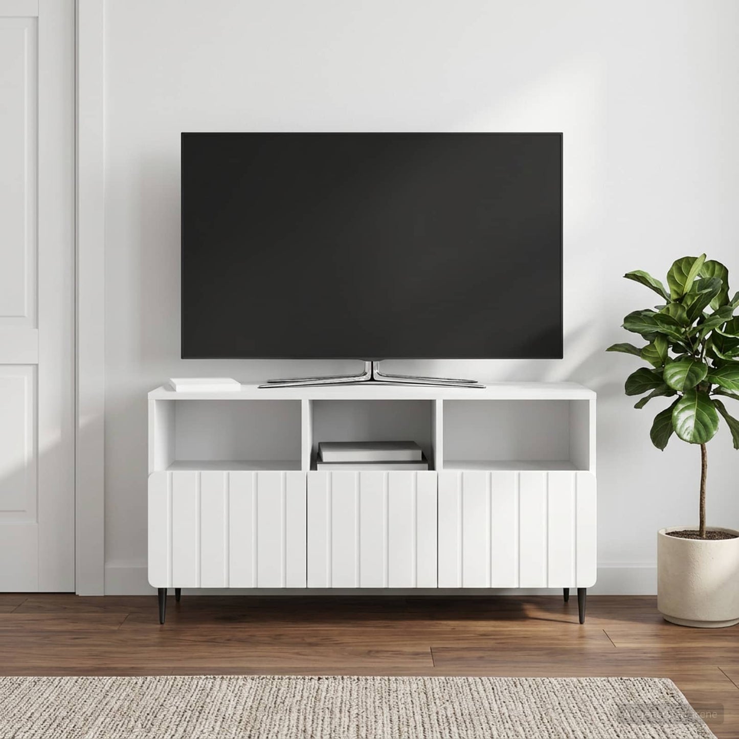 TV szekrény Magasfényű Fehér 102 x 34,5 x 50 cm Szerelt Fa