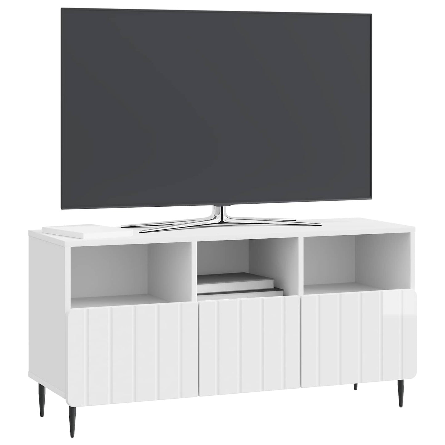 TV szekrény Magasfényű Fehér 102 x 34,5 x 50 cm Szerelt Fa