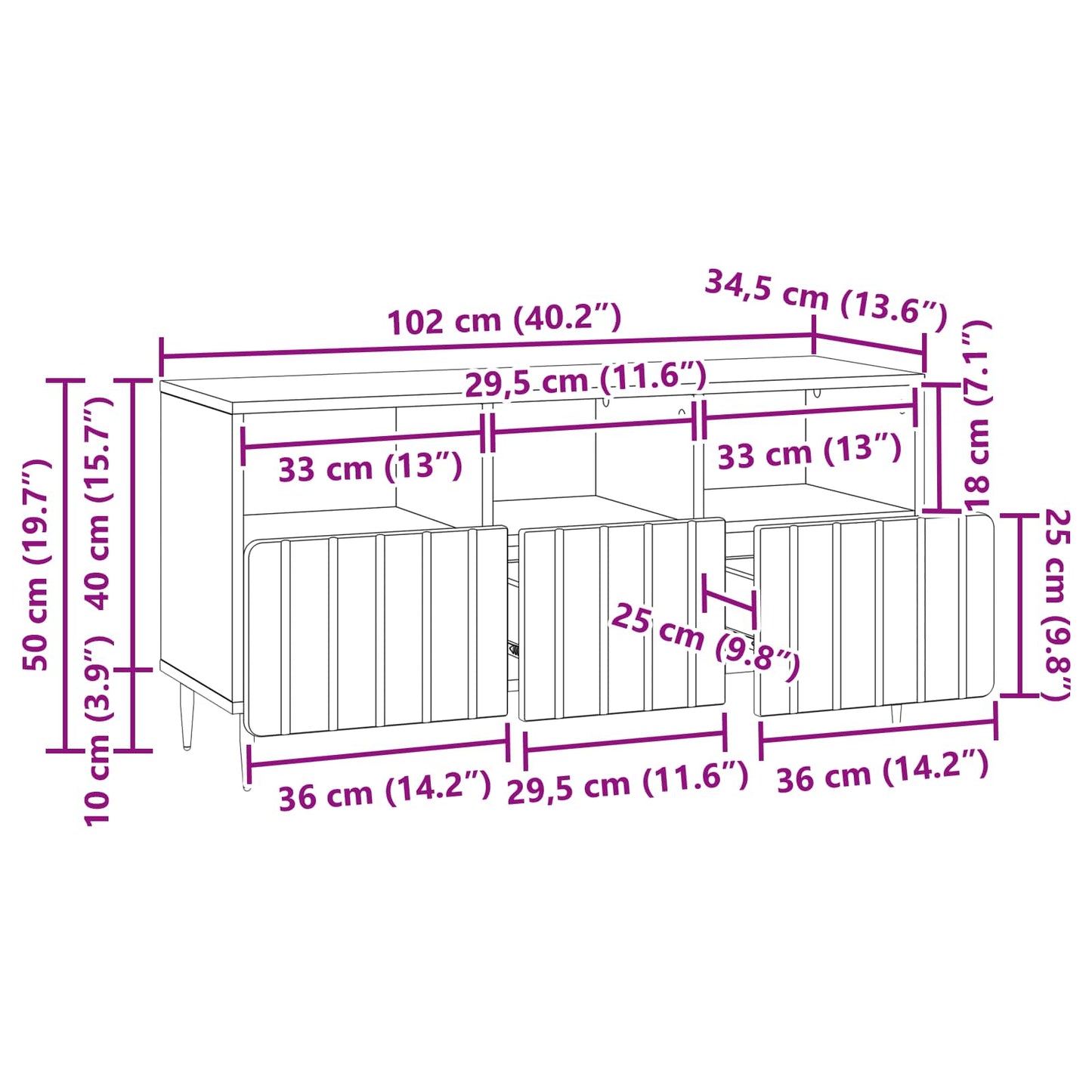 TV szekrény Magasfényű Fehér 102 x 34,5 x 50 cm Szerelt Fa