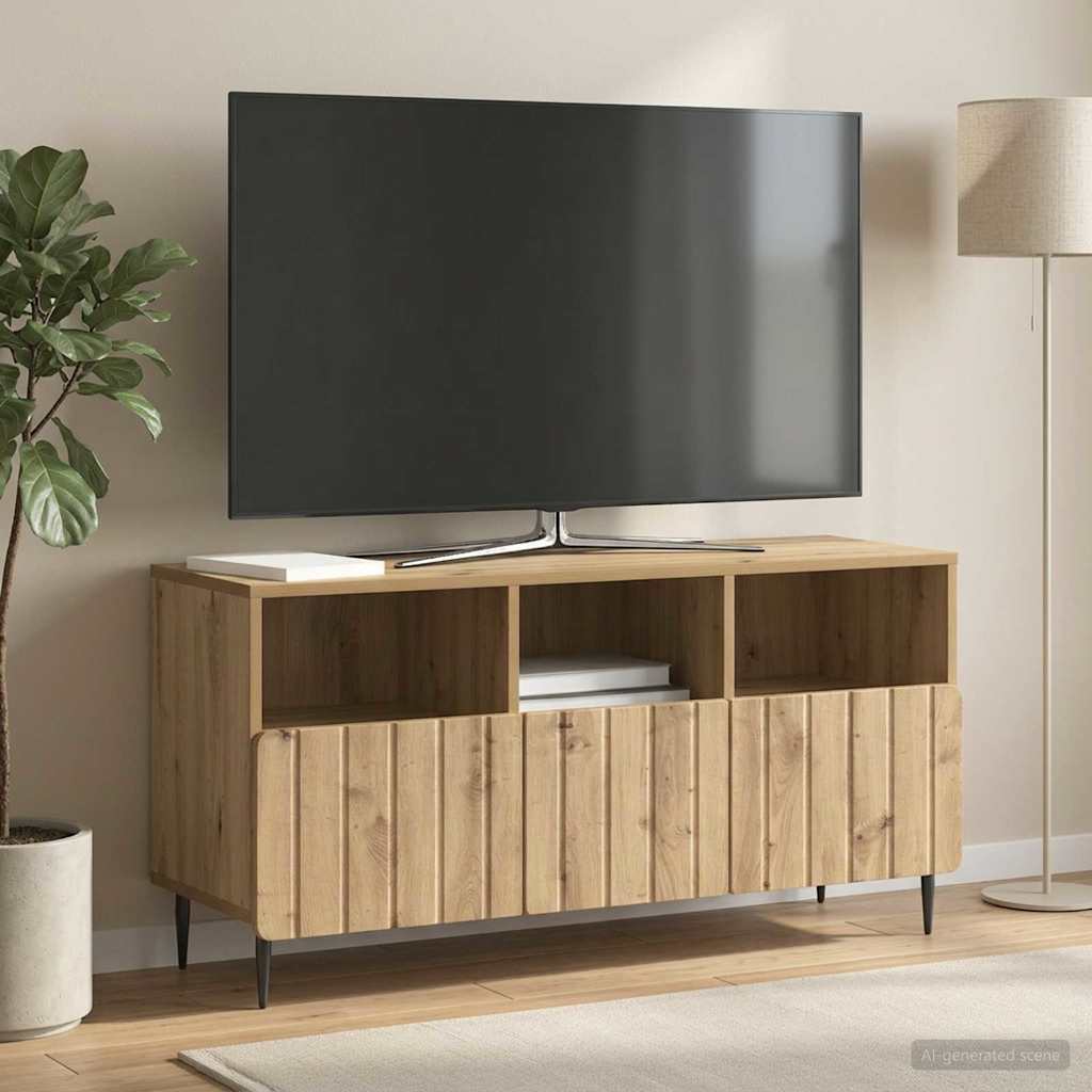 TV szekrény 102 x 34,5 x 50 cm Kézműves Tölgy Szerelt Fa