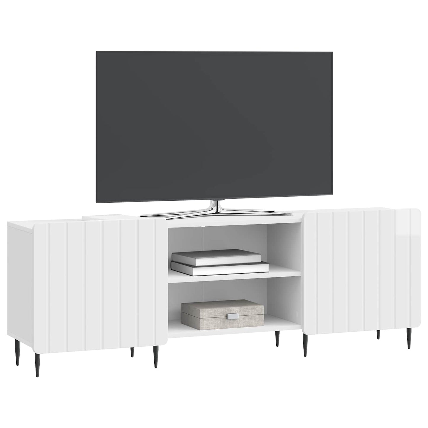 TV szekrény Magasfényű Fehér 150 x 31 x 52 cm Szerelt Fa