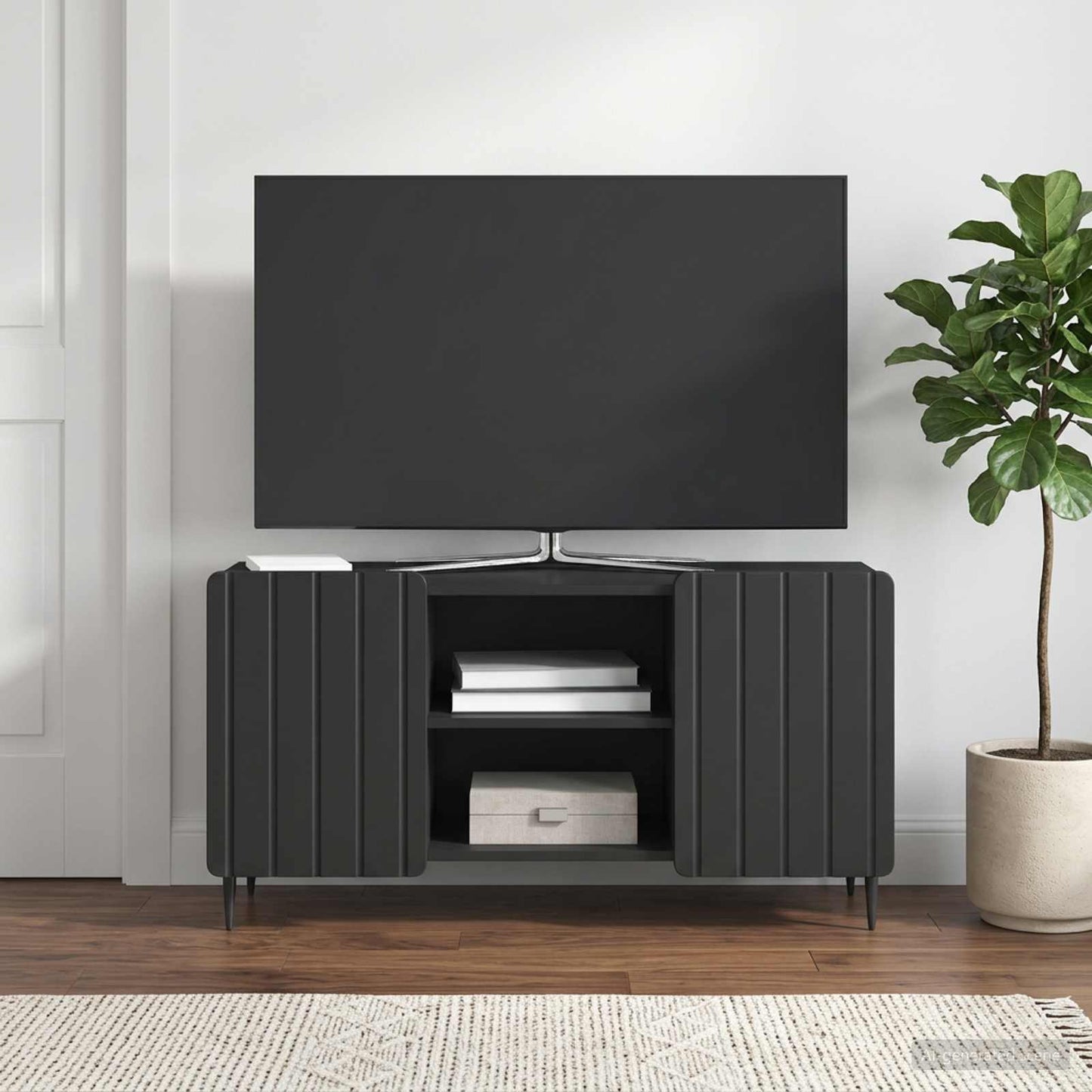TV szekrény Fekete 102 x 34,5 x 52 cm Szerelt Fa