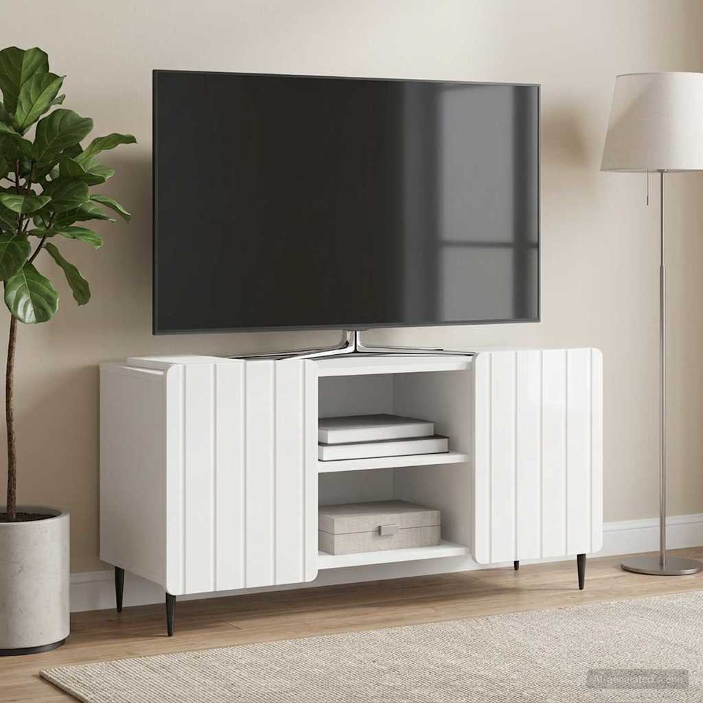 TV szekrény Magasfényű Fehér 102 x 34,5 x 52 cm Szerelt Fa