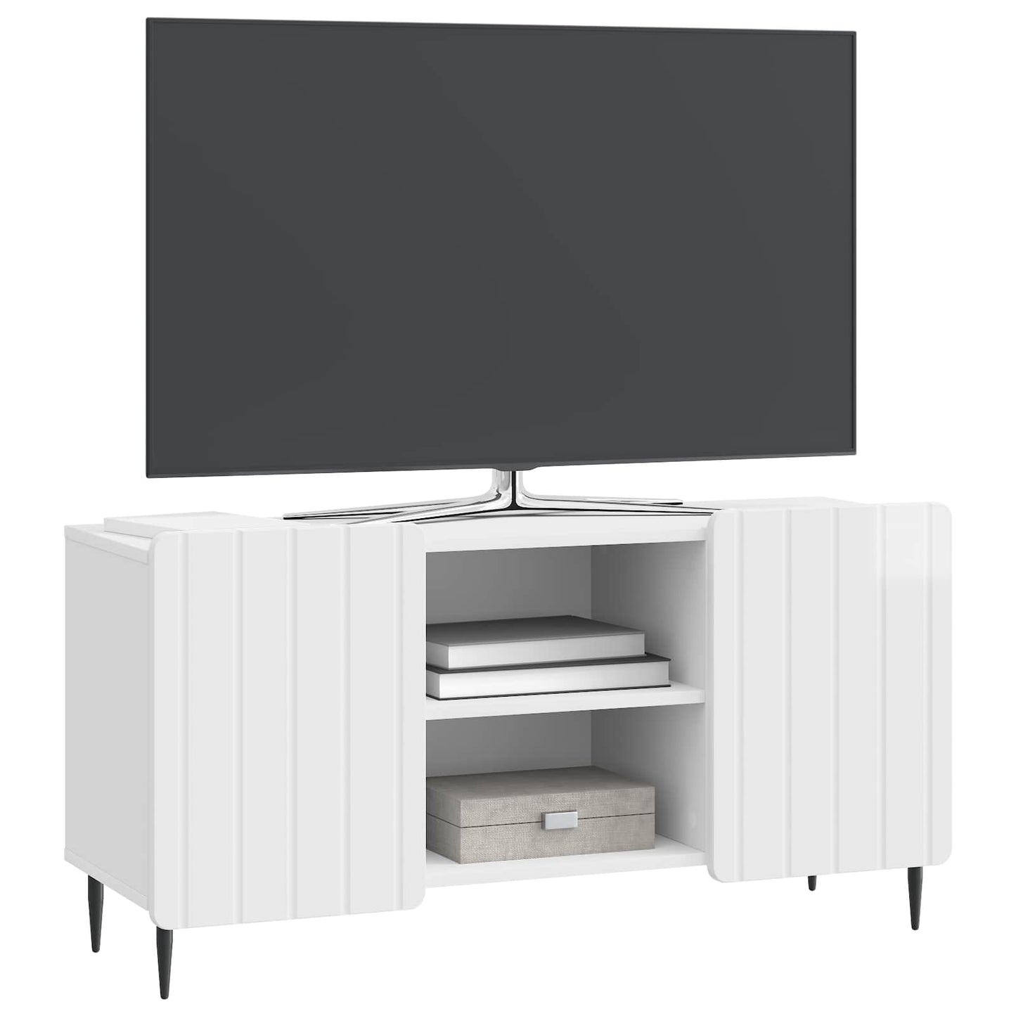 TV szekrény Magasfényű Fehér 102 x 34,5 x 52 cm Szerelt Fa