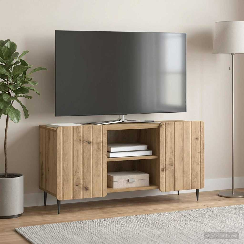TV szekrény 102 x 34,5 x 52 cm Kézműves Tölgy Szerelt Fa