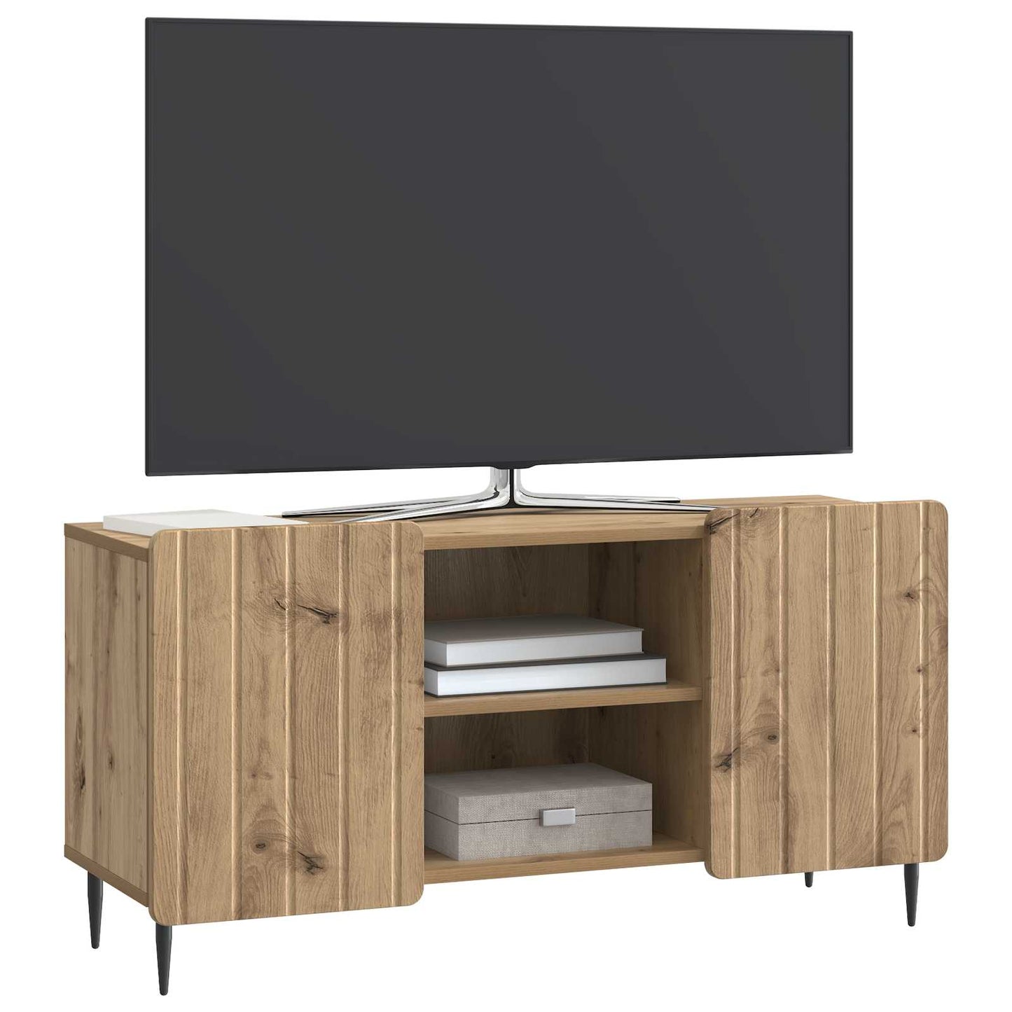 TV szekrény 102 x 34,5 x 52 cm Kézműves Tölgy Szerelt Fa