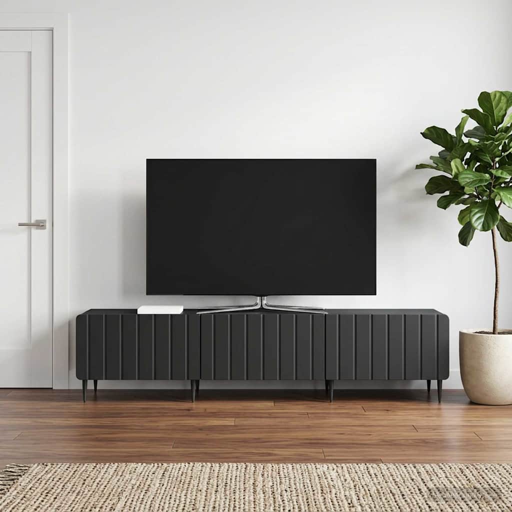 TV szekrény fiókkal Fekete 147 x 34,5 x 32 cm Szerelt Fa