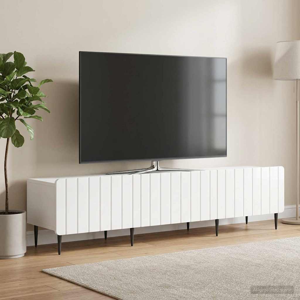 TV szekrény Magasfényű Fehér 147 x 34,5 x 32 cm Szerelt Fa